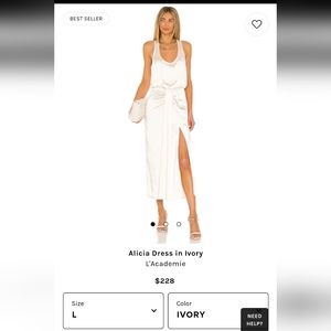 Ivory satin dress, size large, NWT